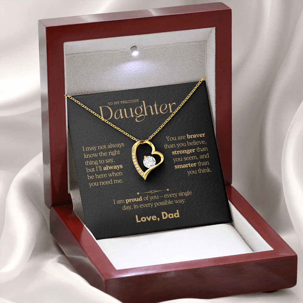To My Precious Daughter - Love Dad - Forever Love Necklace Gift Set - LK007
