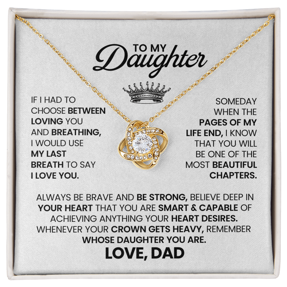 To My Daughter - Love Knot Necklace Gift From Dad