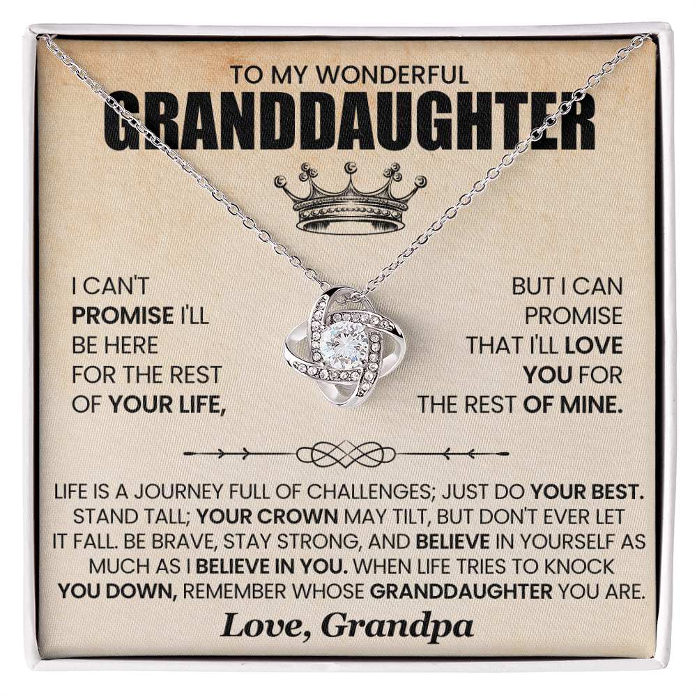 To My Granddaughter - Love Knot Necklace Gift