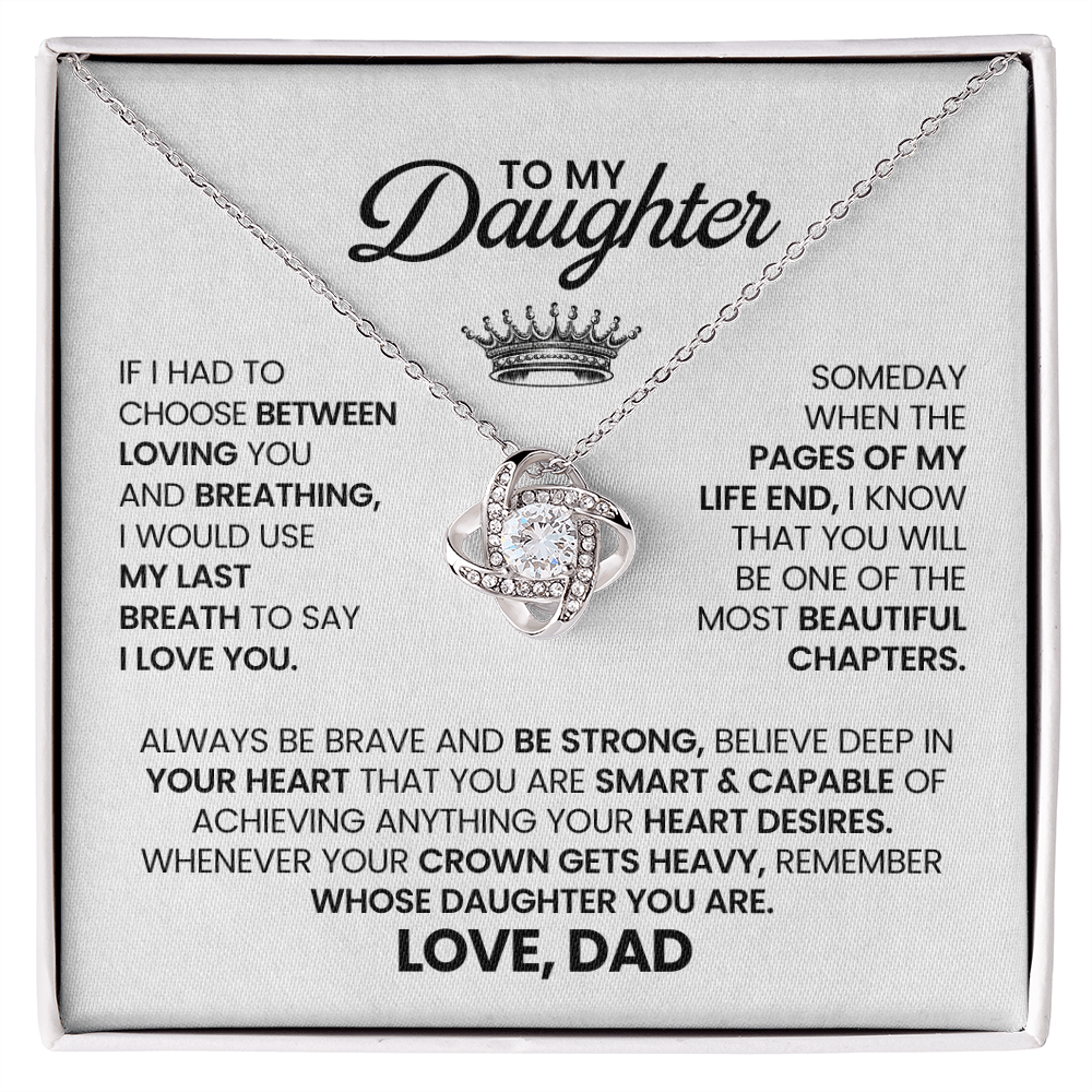 To My Daughter - Love Knot Necklace Gift From Dad