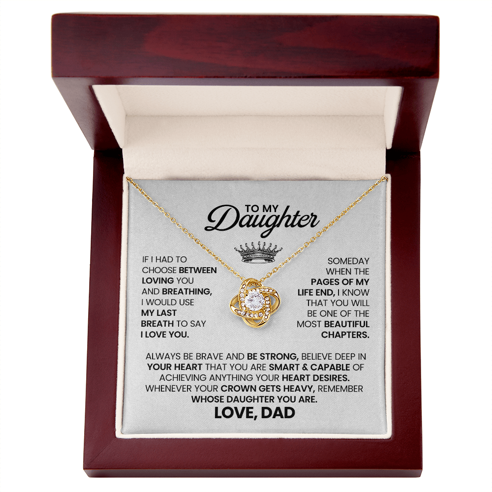 To My Daughter - Love Knot Necklace Gift From Dad