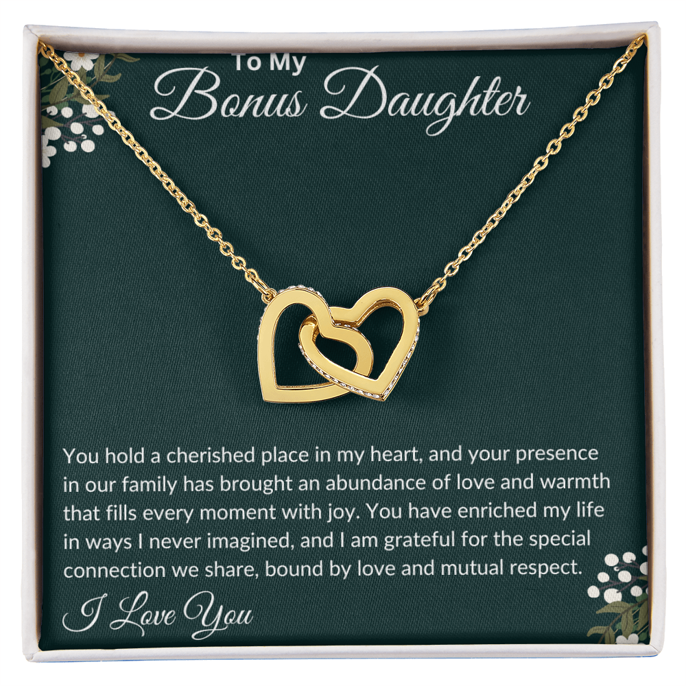 To My Bonus Daughter - Interlocking Hearts Necklace