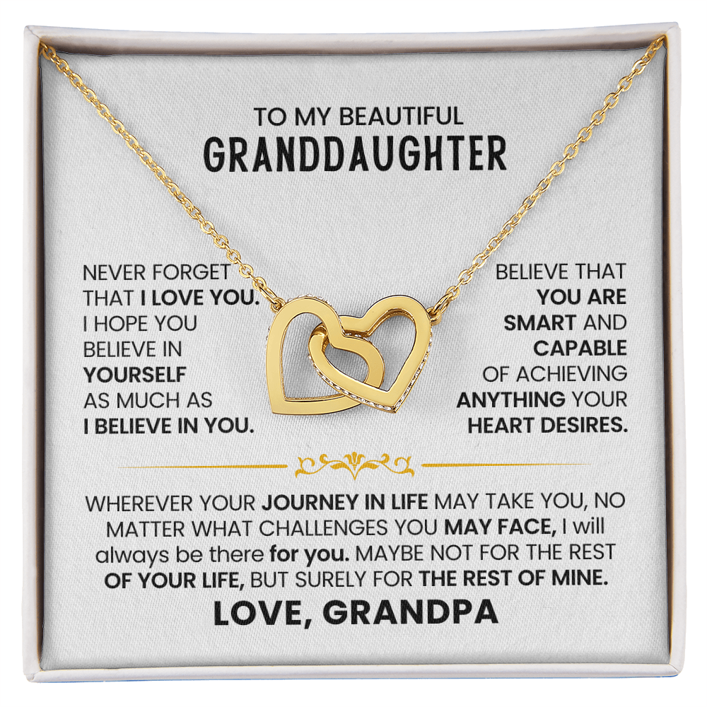 To My Granddaughter - Interlocking Hearts Necklace Gift From Grandma