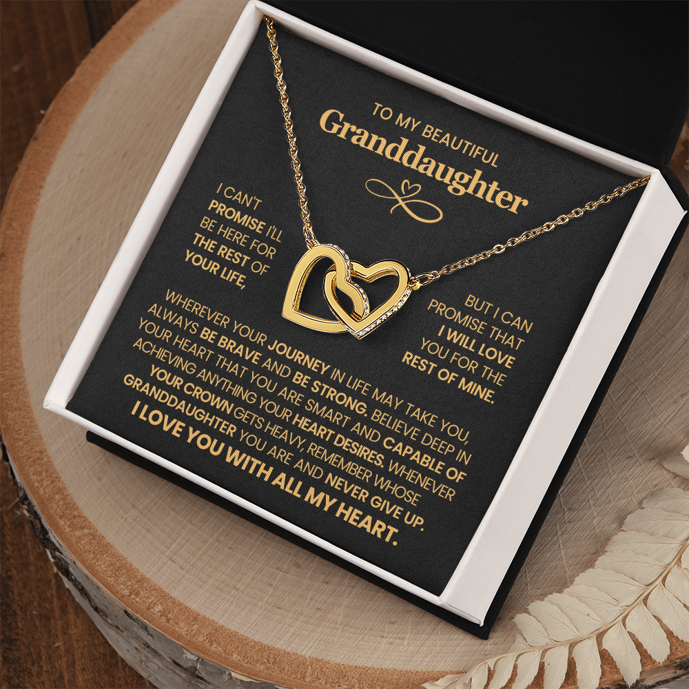 To My Granddaughter - Interlocking Hearts Necklace Gift