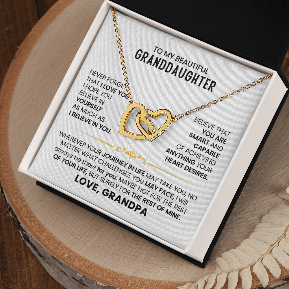 To My Granddaughter - Interlocking Hearts Necklace Gift From Grandma
