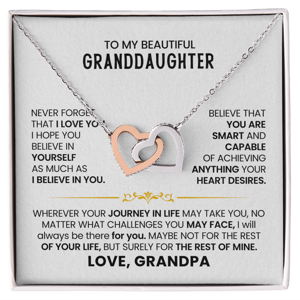 To My Granddaughter - Interlocking Hearts Necklace Gift From Grandma