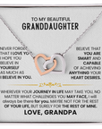 To My Granddaughter - Interlocking Hearts Necklace Gift From Grandma