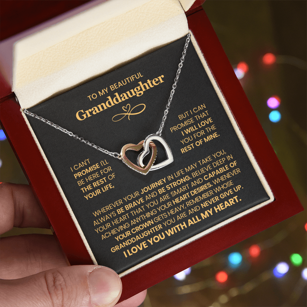 To My Granddaughter - Interlocking Hearts Necklace Gift