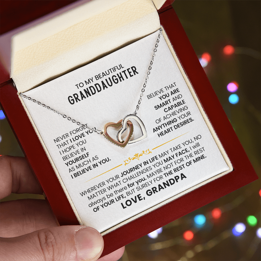 To My Granddaughter - Interlocking Hearts Necklace Gift From Grandma
