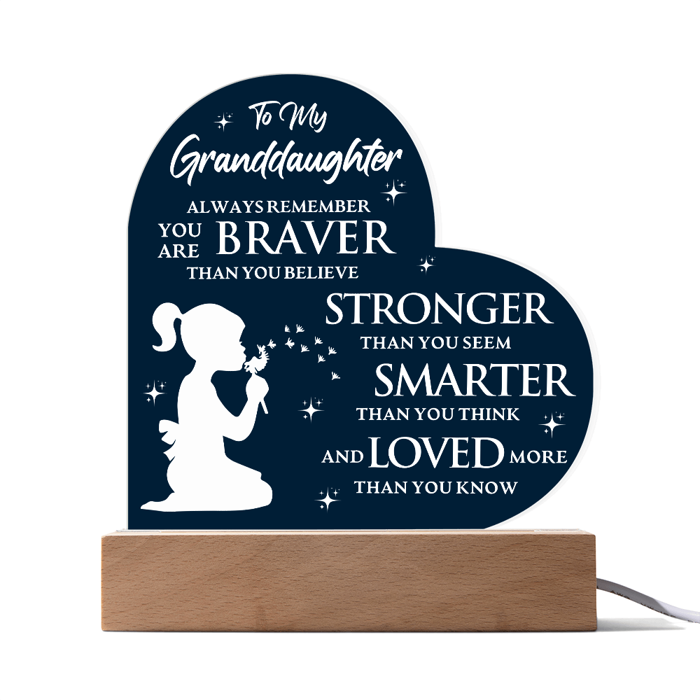 To My Granddaughter - Acrylic Heart Plaque Gift