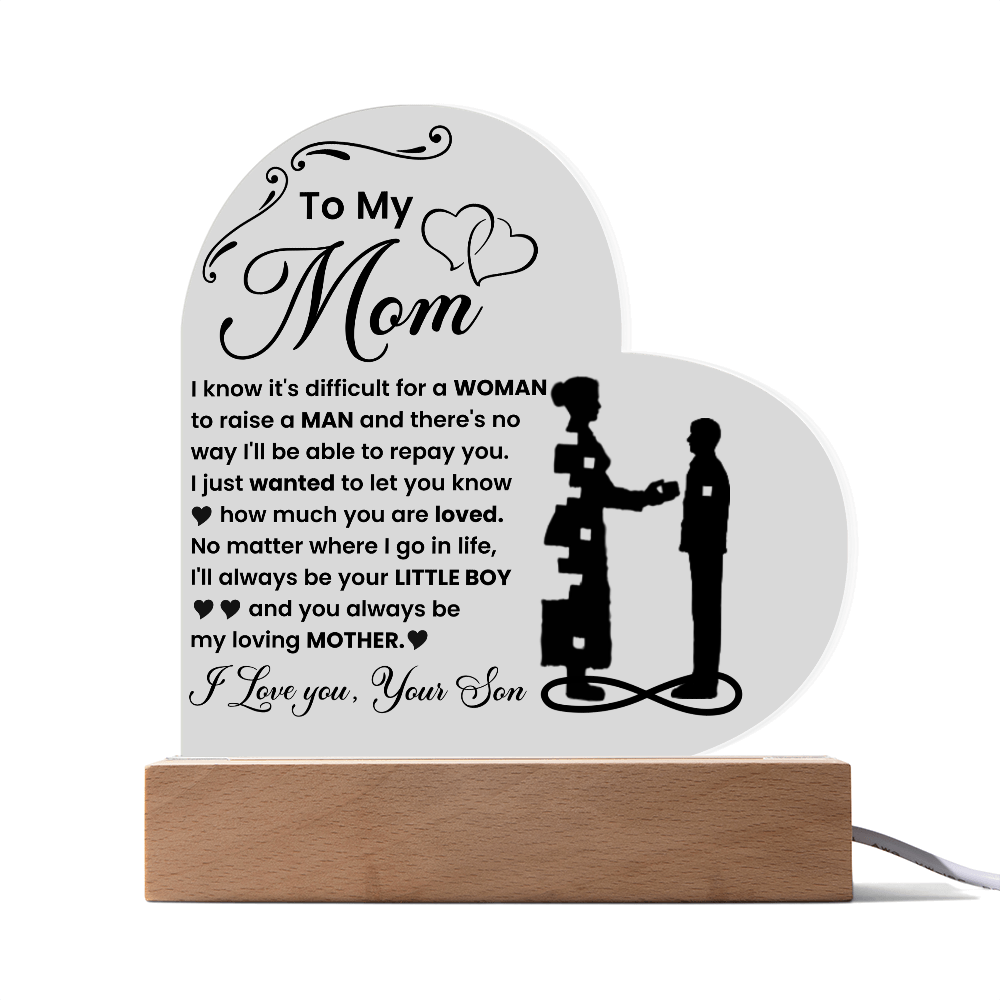To My Son - Acrylic Heart Plaque Gift From Mom