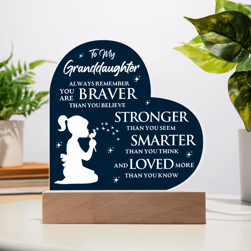To My Granddaughter - Acrylic Heart Plaque Gift