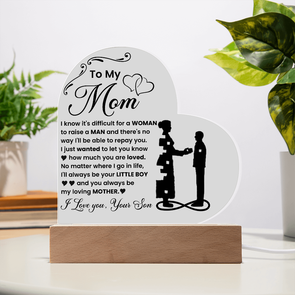 To My Son - Acrylic Heart Plaque Gift From Mom