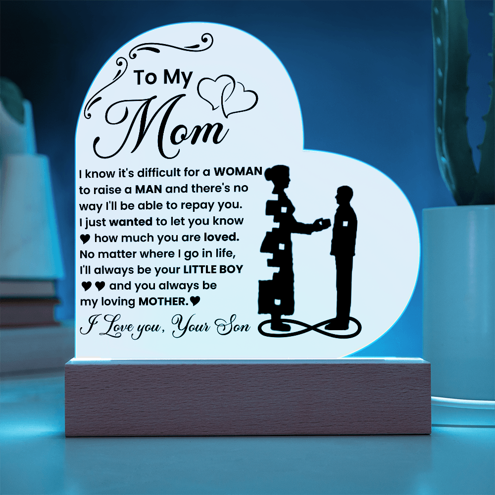 To My Son - Acrylic Heart Plaque Gift From Mom