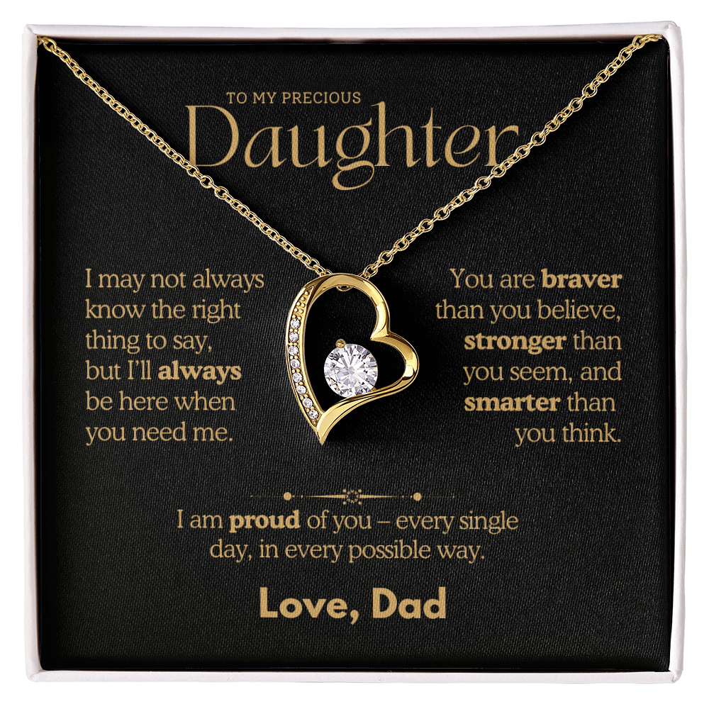 To My Precious Daughter - Love Dad - Forever Love Necklace Gift Set - LK007
