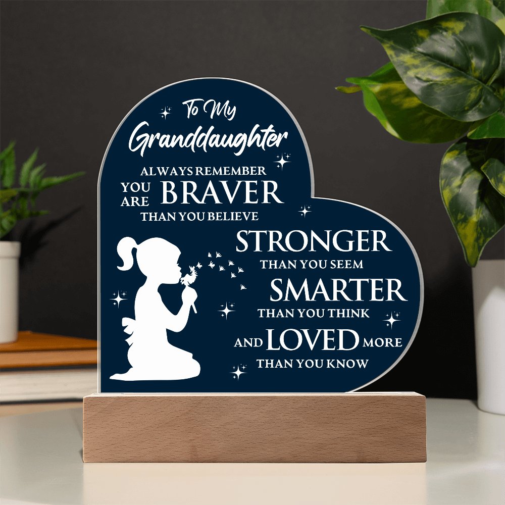 To My Granddaughter - Acrylic Heart Plaque Gift