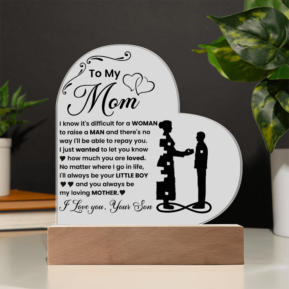 To My Son - Acrylic Heart Plaque Gift From Mom