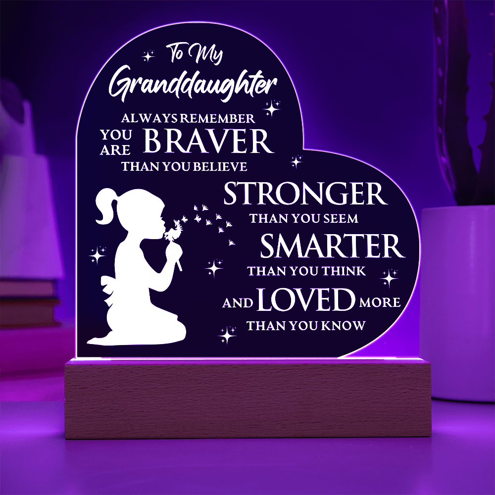 To My Granddaughter - Acrylic Heart Plaque Gift