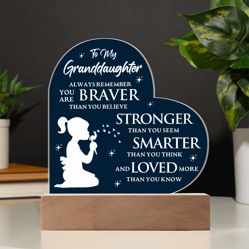 To My Granddaughter - Acrylic Heart Plaque Gift