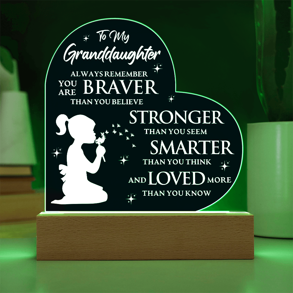 To My Granddaughter - Acrylic Heart Plaque Gift