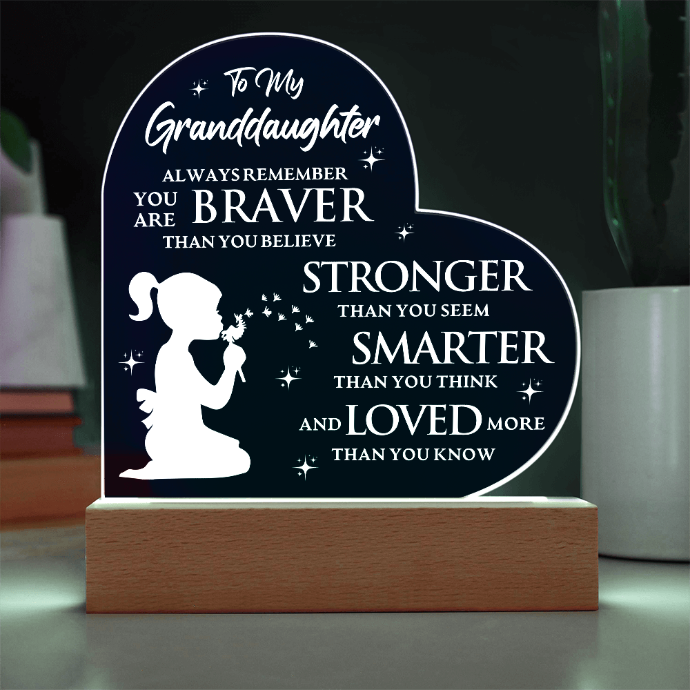 To My Granddaughter - Acrylic Heart Plaque Gift