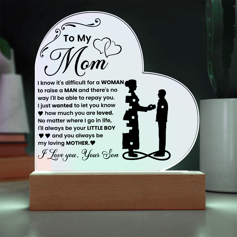 To My Son - Acrylic Heart Plaque Gift From Mom