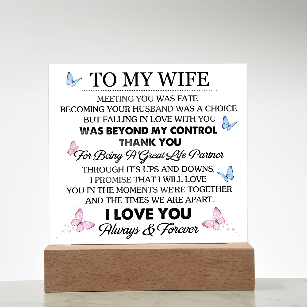 To My Wife - Acrylic Square Plaque Gift