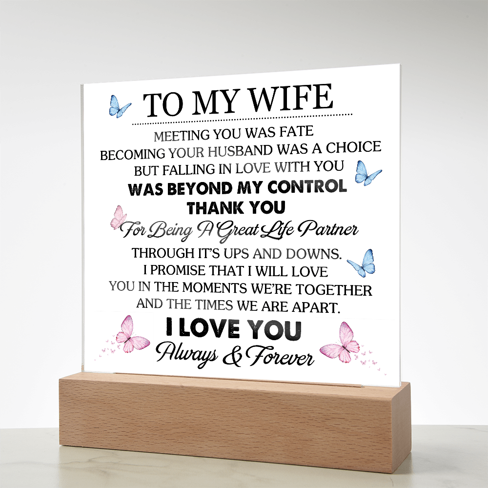 To My Wife - Acrylic Square Plaque Gift