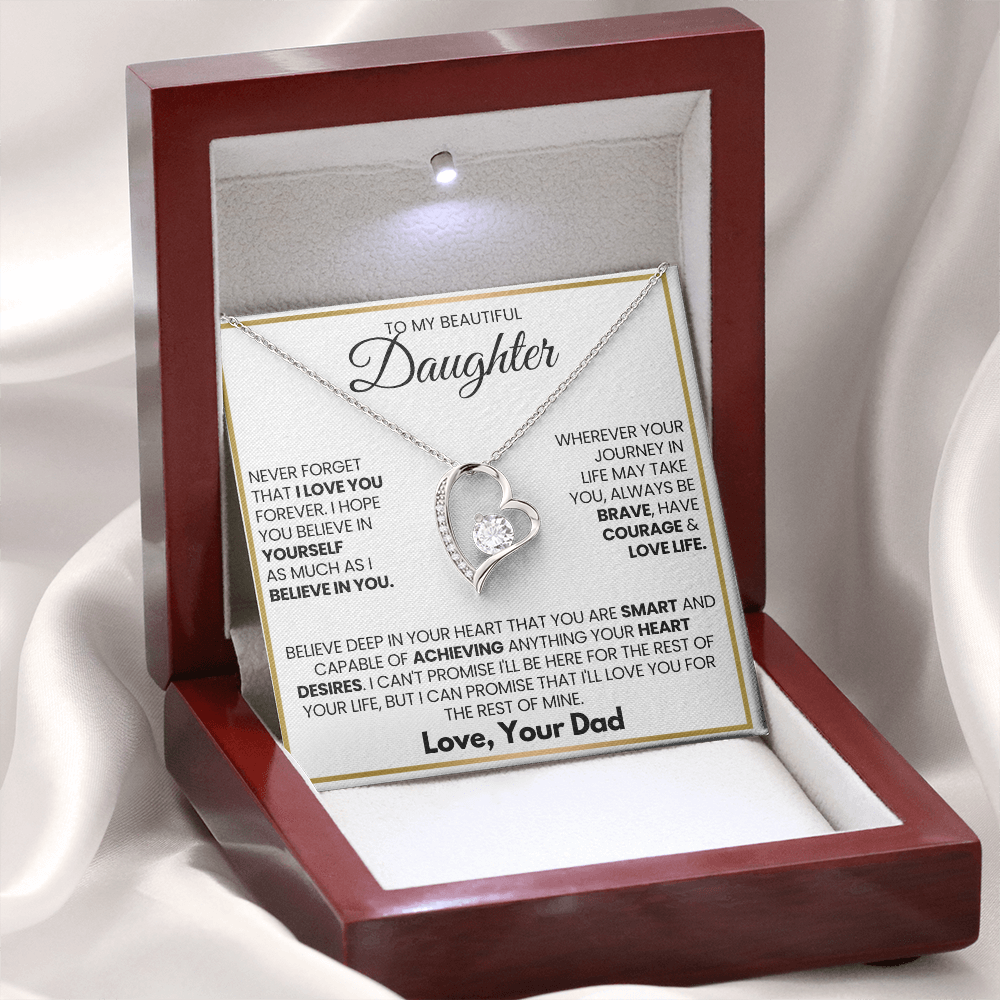 To My Beautiful Daughter - Love Dad - Forever Love Necklace Gift Set - LK001