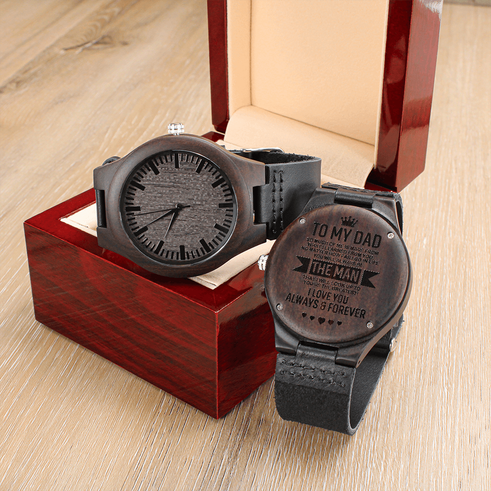 To My Dad - Wood Watch with Engraving Gift