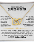 To My Granddaughter - Interlocking Hearts Necklace Gift From Grandma