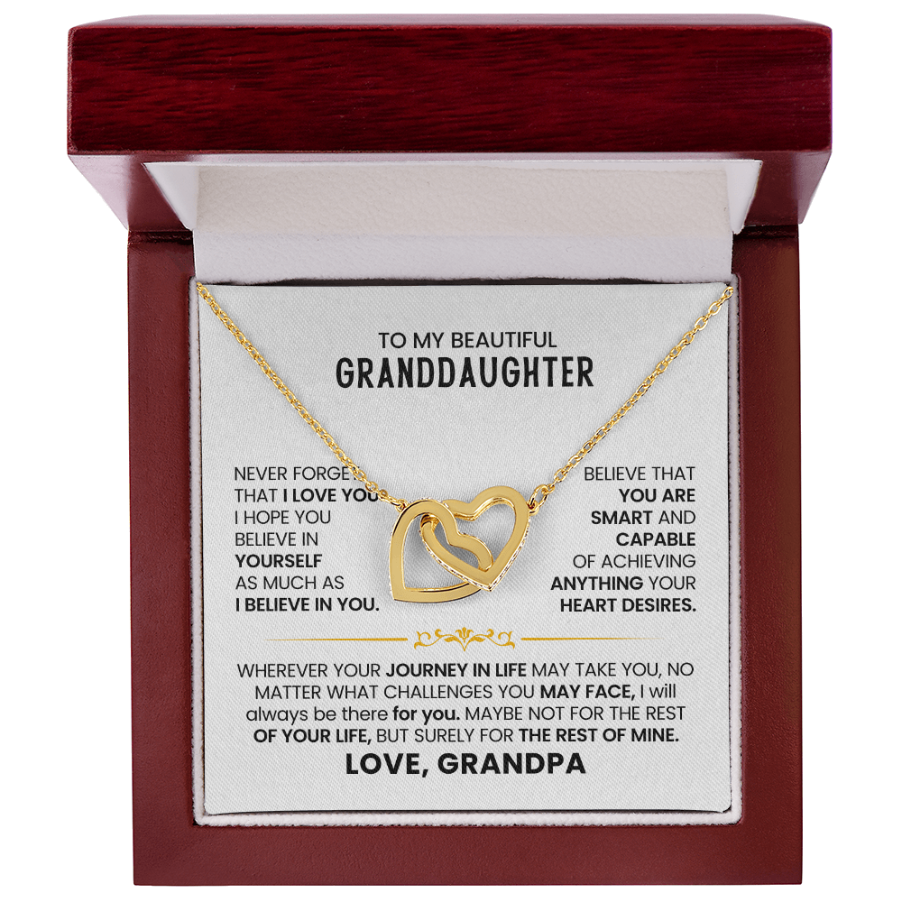 To My Granddaughter - Interlocking Hearts Necklace Gift From Grandma