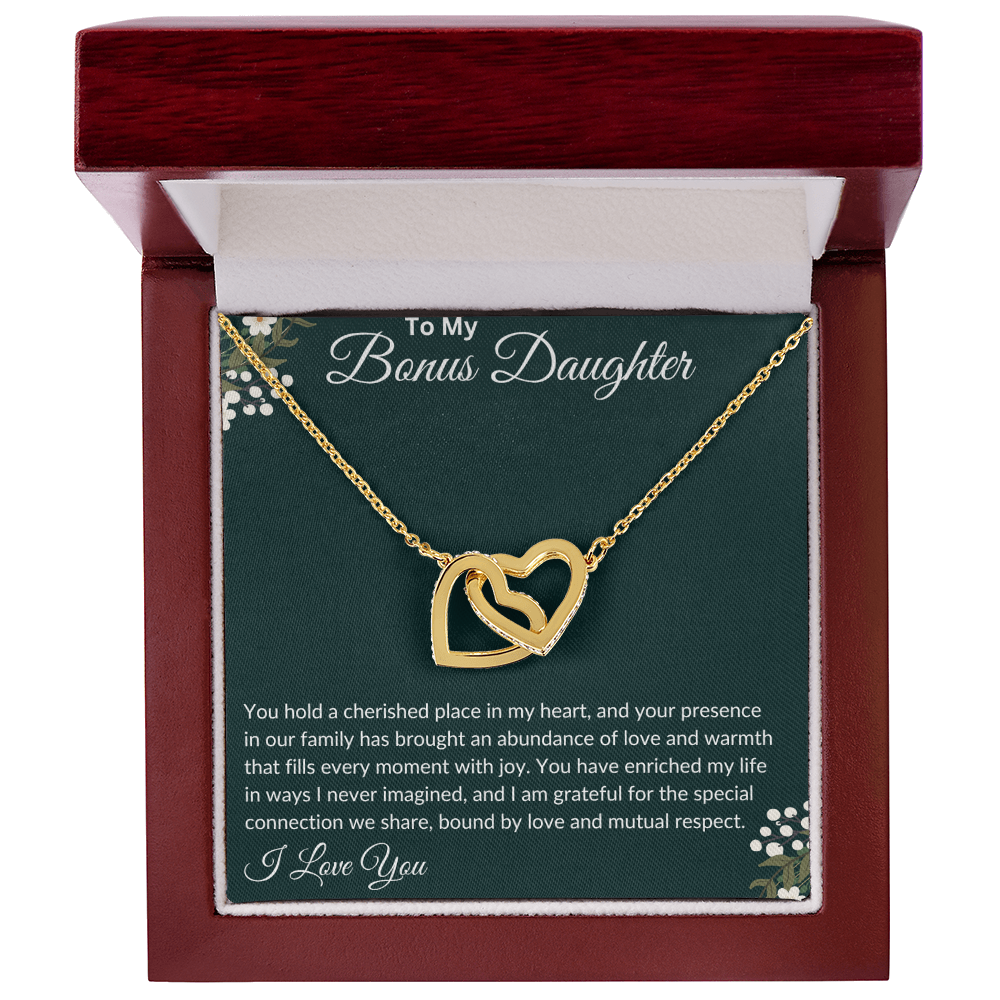 To My Bonus Daughter - Interlocking Hearts Necklace