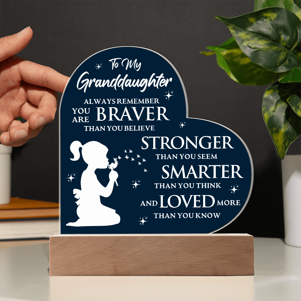 To My Granddaughter - Acrylic Heart Plaque Gift