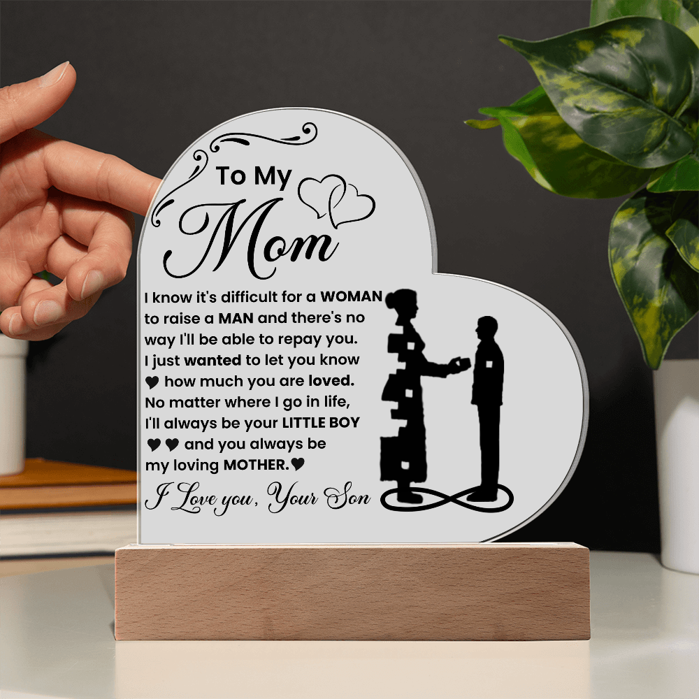 To My Son - Acrylic Heart Plaque Gift From Mom
