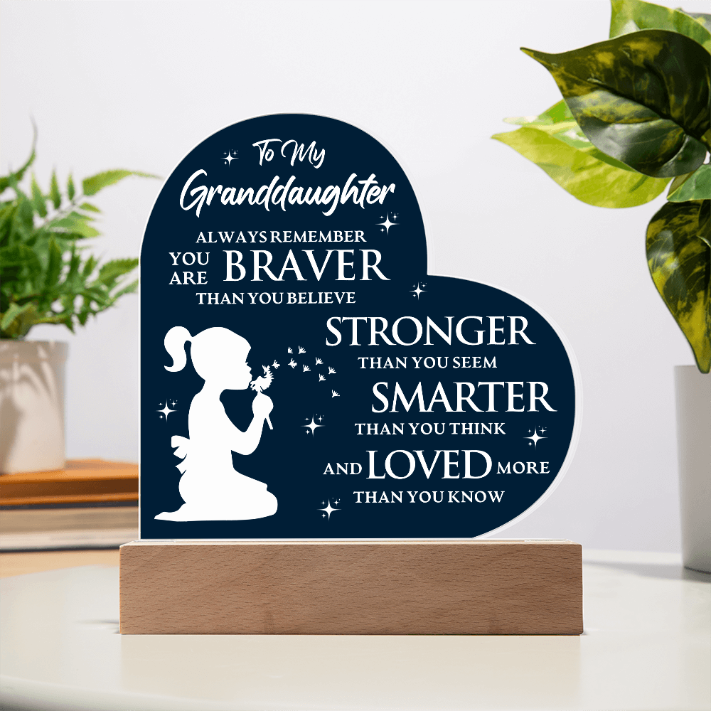To My Granddaughter - Acrylic Heart Plaque Gift