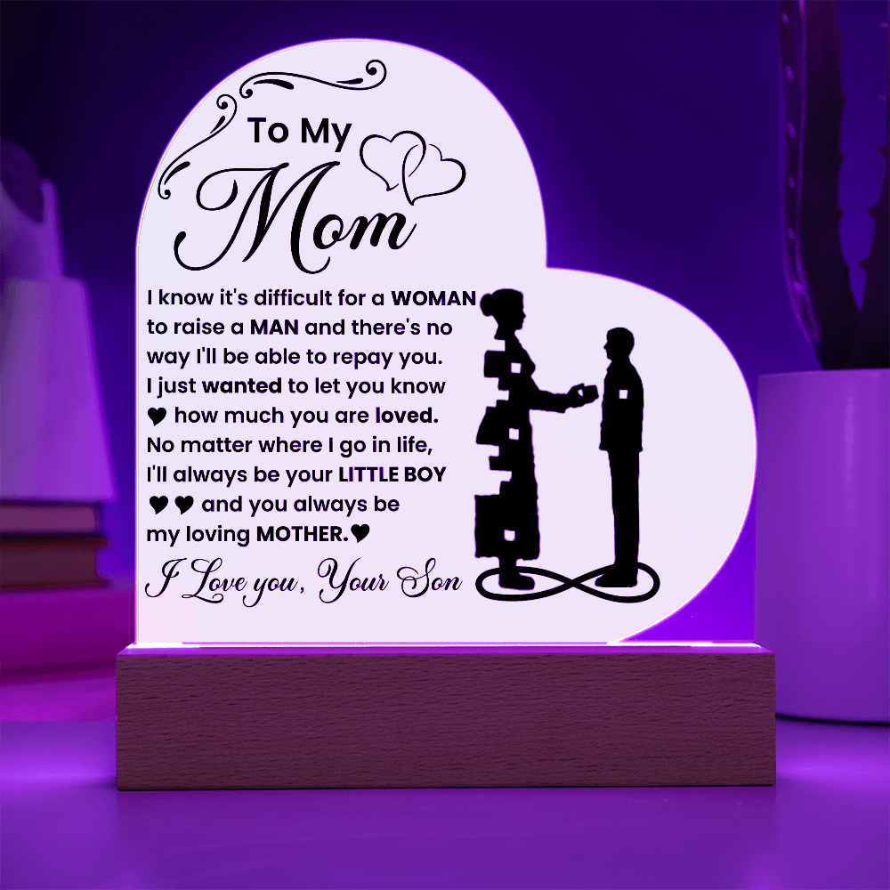 To My Son - Acrylic Heart Plaque Gift From Mom