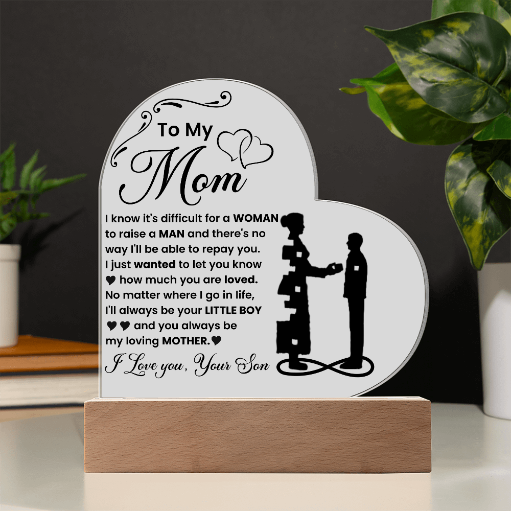 To My Son - Acrylic Heart Plaque Gift From Mom