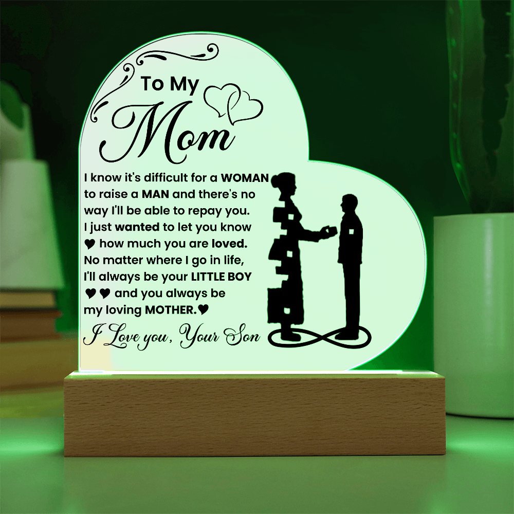To My Son - Acrylic Heart Plaque Gift From Mom