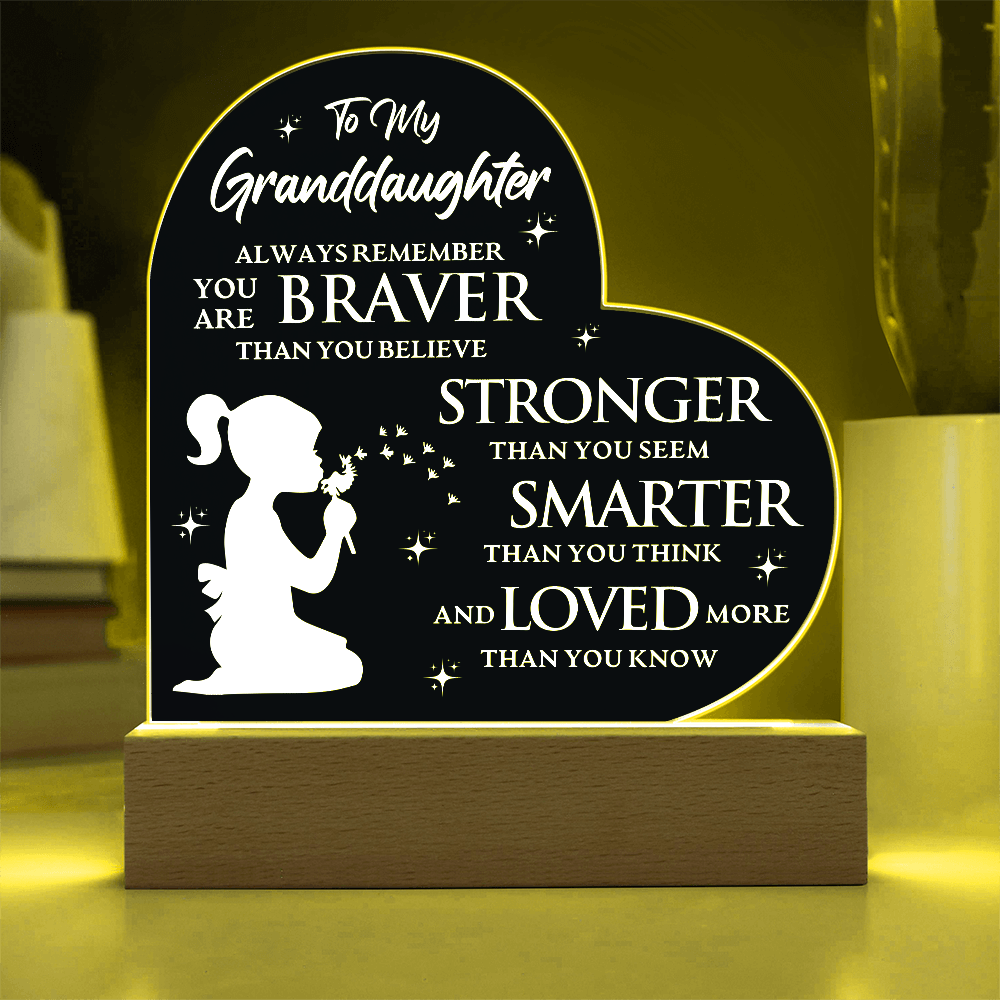 To My Granddaughter - Acrylic Heart Plaque Gift