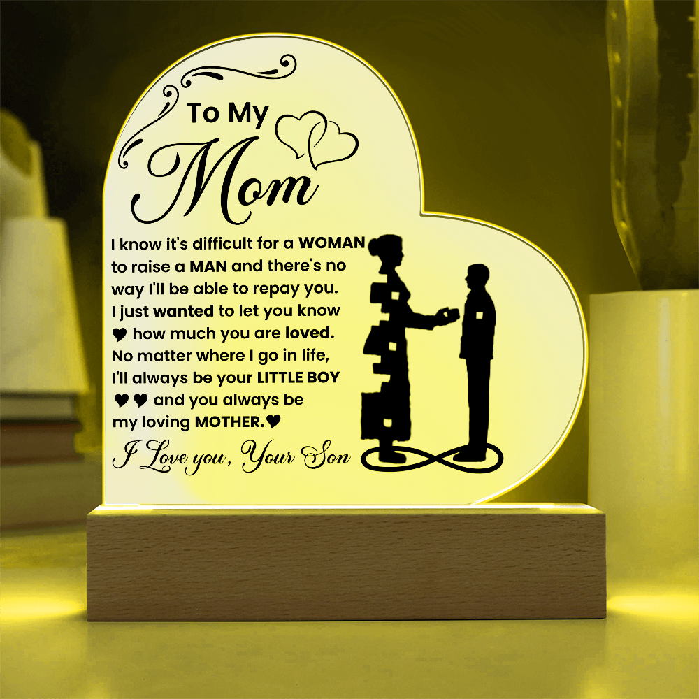 To My Son - Acrylic Heart Plaque Gift From Mom