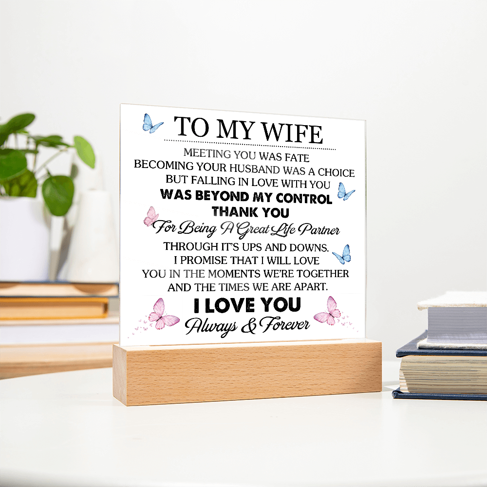 To My Wife - Acrylic Square Plaque Gift